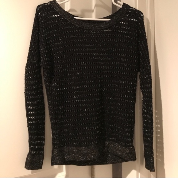 🆕Guess Metallic Crotched Knit Open Hole Sweater - Picture 3 of 8